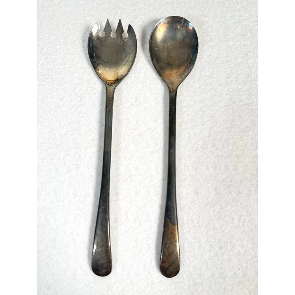 Vintage FB Rogers Italy Silver Plated Salad Serving‎ Spoon and Fork 9 1/4